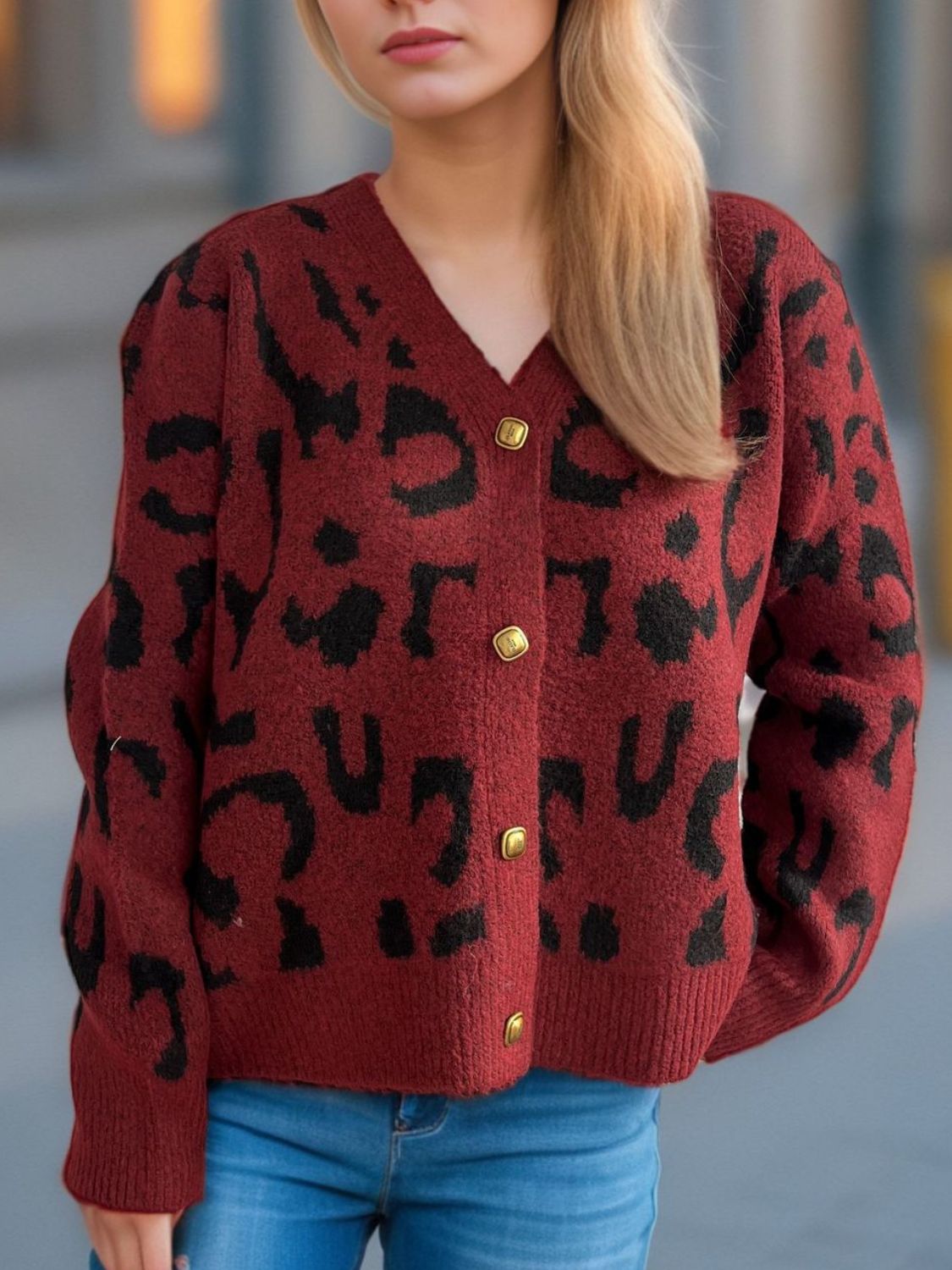 Leopard V-Neck Button Up Cardigan-Angel Casuals