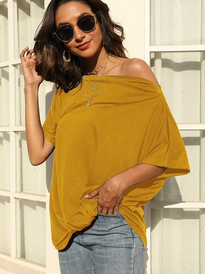 One Shoulder Short Sleeve T-Shirt-Angel Casuals