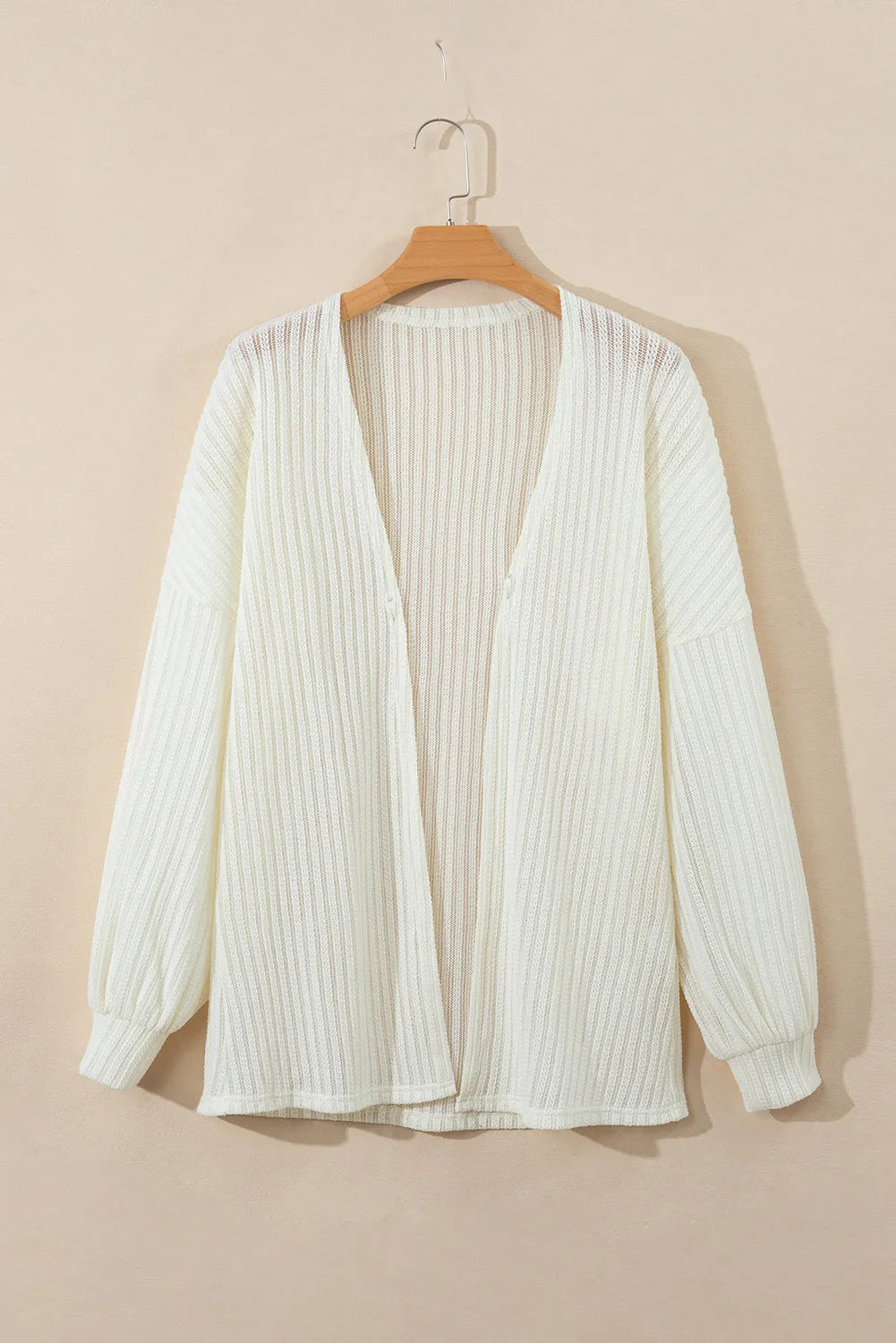 Open Front Dropped Shoulder Long Sleeve Cover Up-Angel Casuals