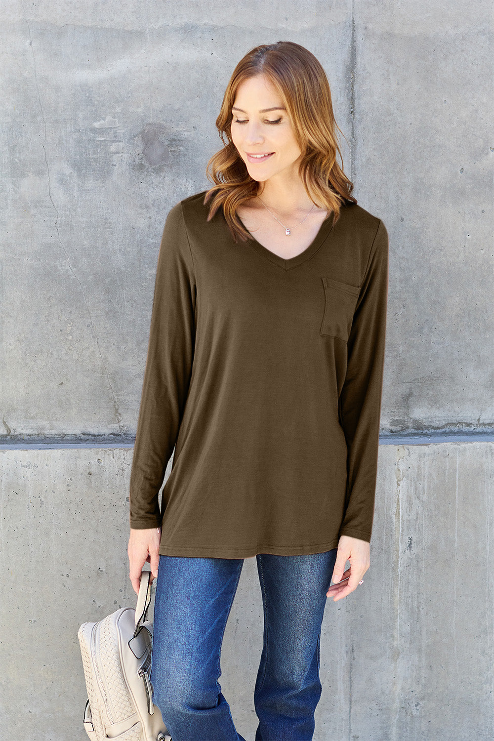 Basic Bae Full Size V-Neck Long Sleeve Top-Angel Casuals