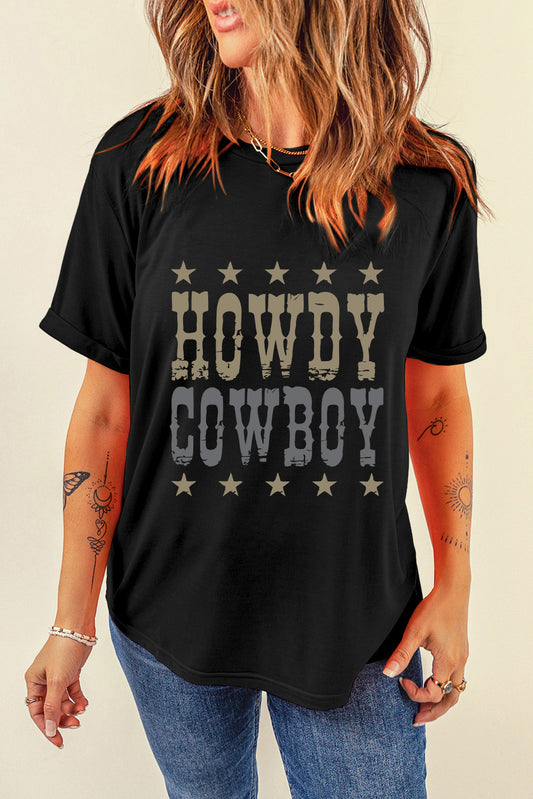 Letter Graphic Round Neck Short Sleeve T-Shirt-Angel Casuals