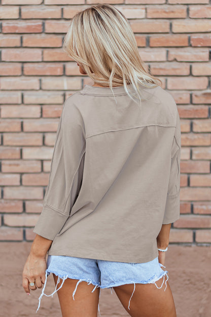 Star Applique Round Neck T-Shirt-Angel Casuals