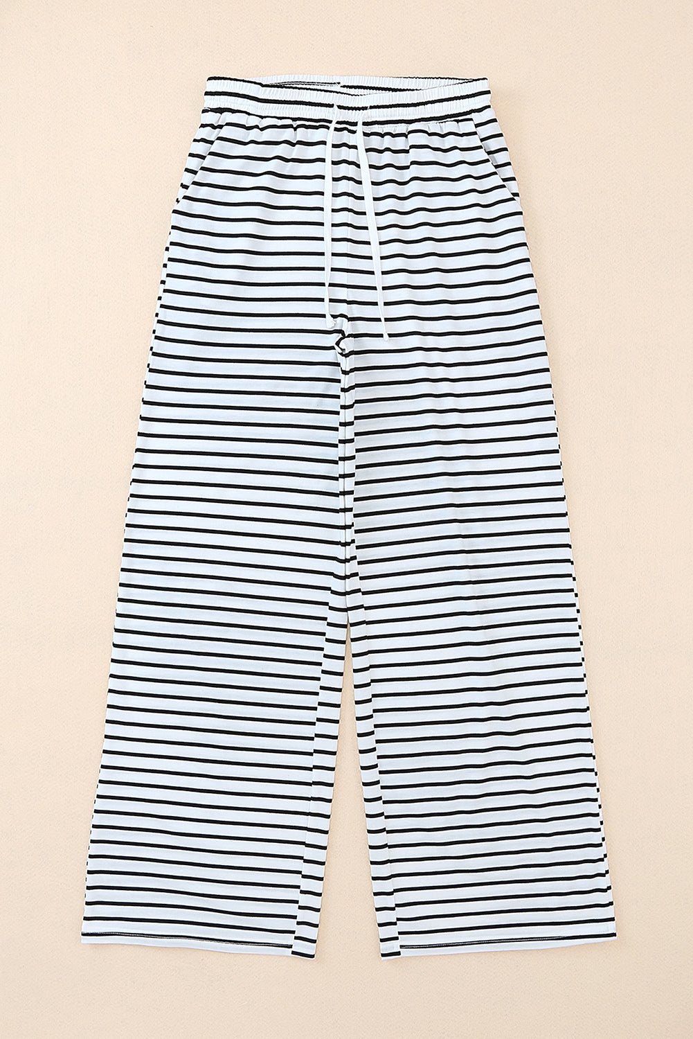 Striped Drawstring Waist Wide Leg Pants-Angel Casuals