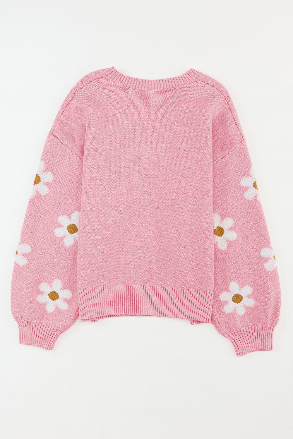 Flower Round Neck Dropped Shoulder Sweater-Angel Casuals