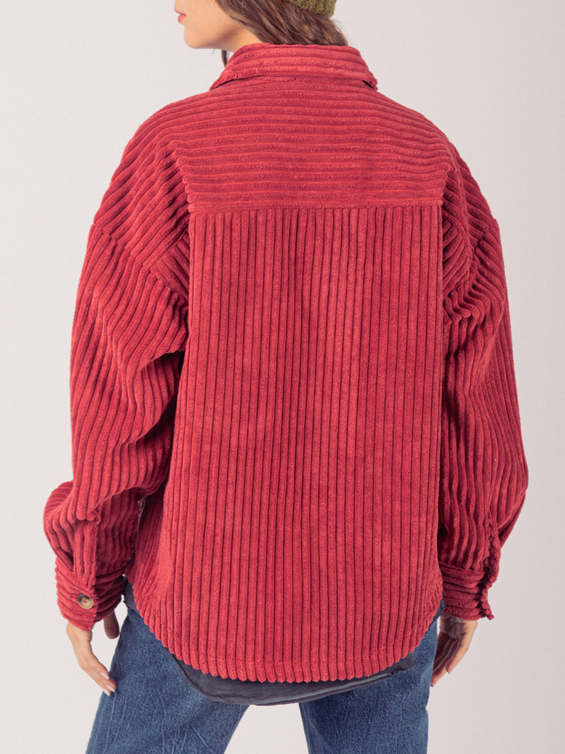 Button Up Long Sleeve Corduroy Jacket-Angel Casuals