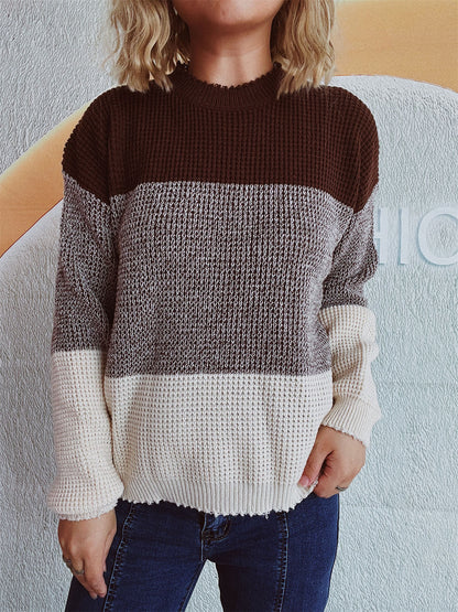 Color Block Long Sleeve Sweater-Angel Casuals