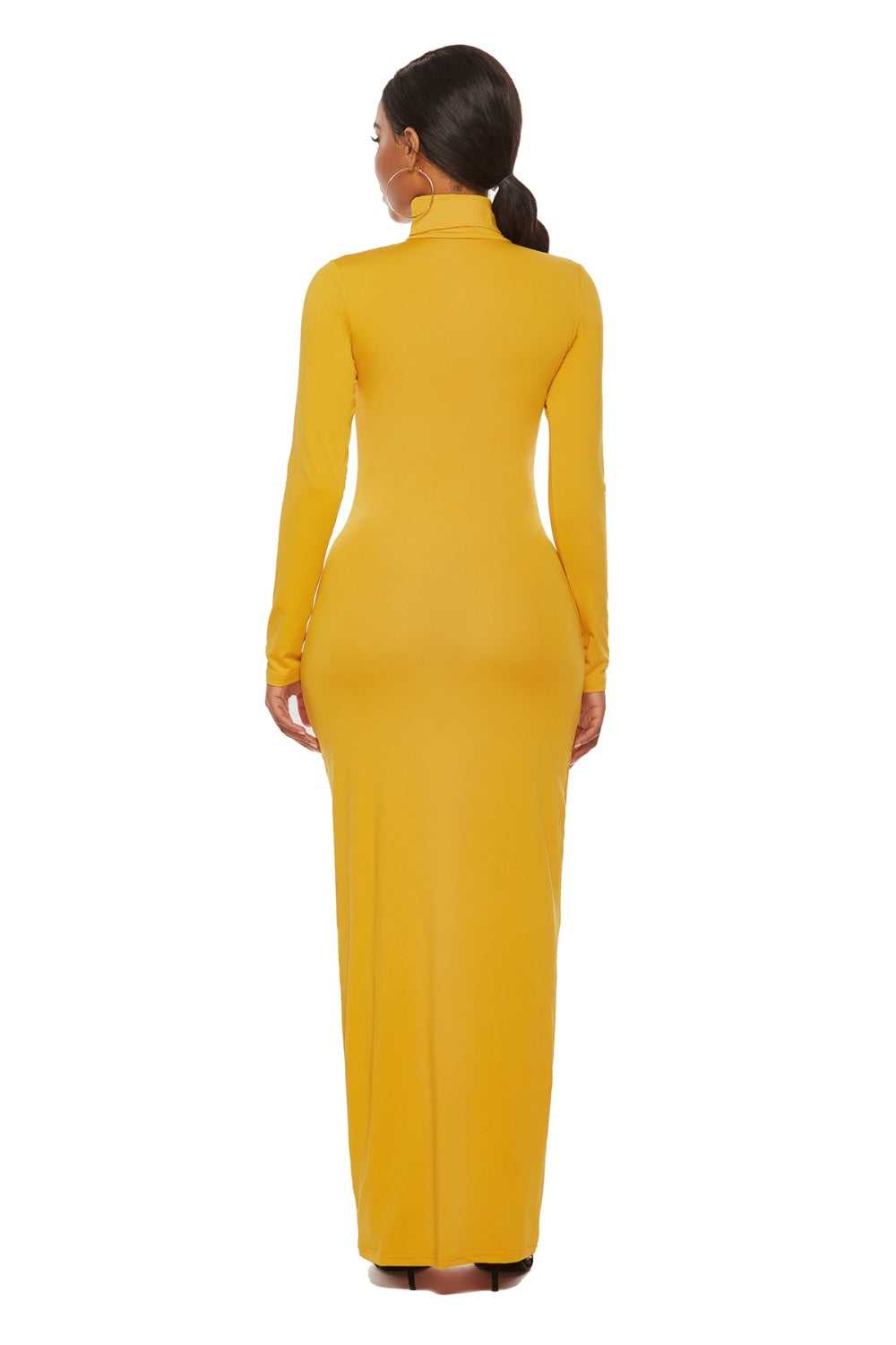 Mock Neck Long Sleeve Maxi Slim Dress-Angel Casuals