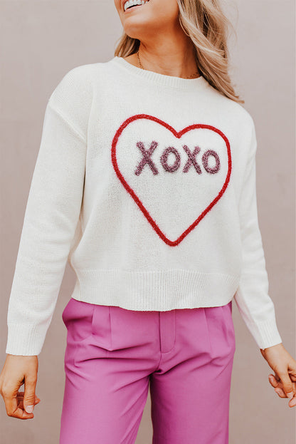 XOXO Round Neck Drop Shoulder Sweater-Angel Casuals