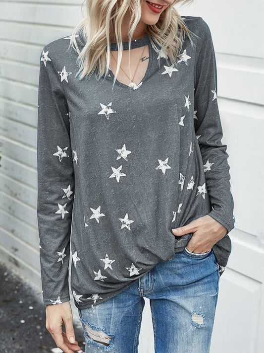 Cutout Round Neck Long Sleeve T-Shirt-Angel Casuals