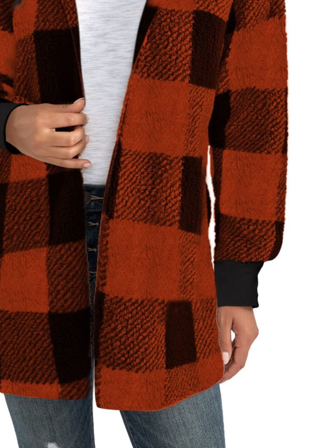 Plaid Long Sleeve Hooded Coat-Angel Casuals
