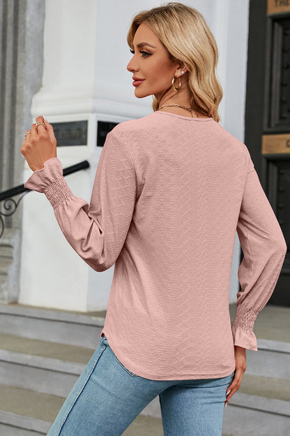V-Neck Flounce Sleeve T-Shirt-Angel Casuals