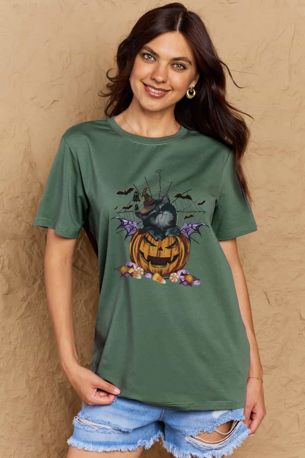 Simply Love Full Size Jack-O'-Lantern Graphic T-Shirt-Angel Casuals