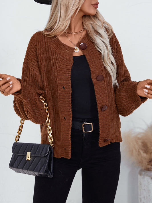 Button Down Long Sleeve Cardigan-Angel Casuals