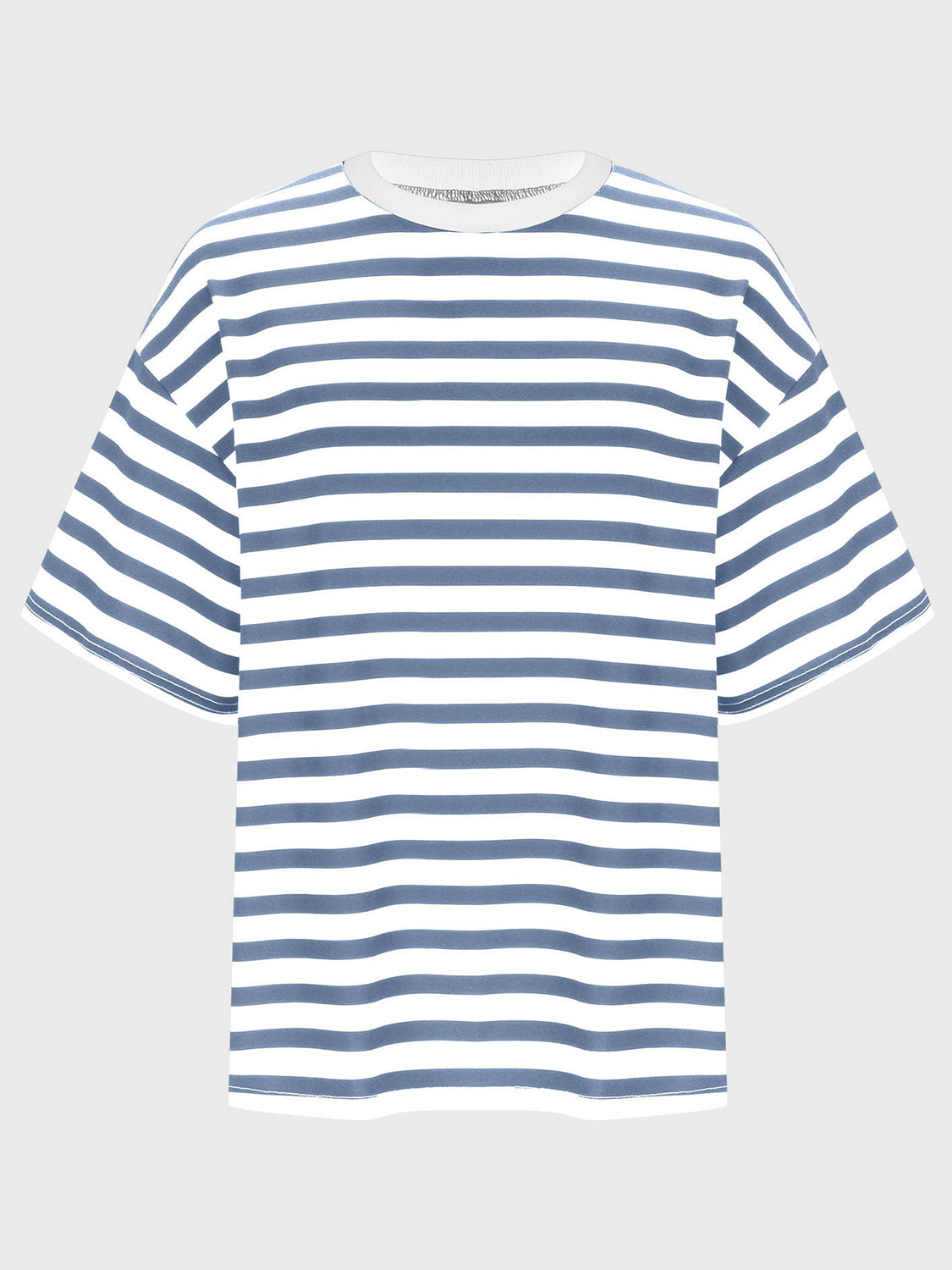 Striped Round Neck Half Sleeve T-Shirt-Angel Casuals