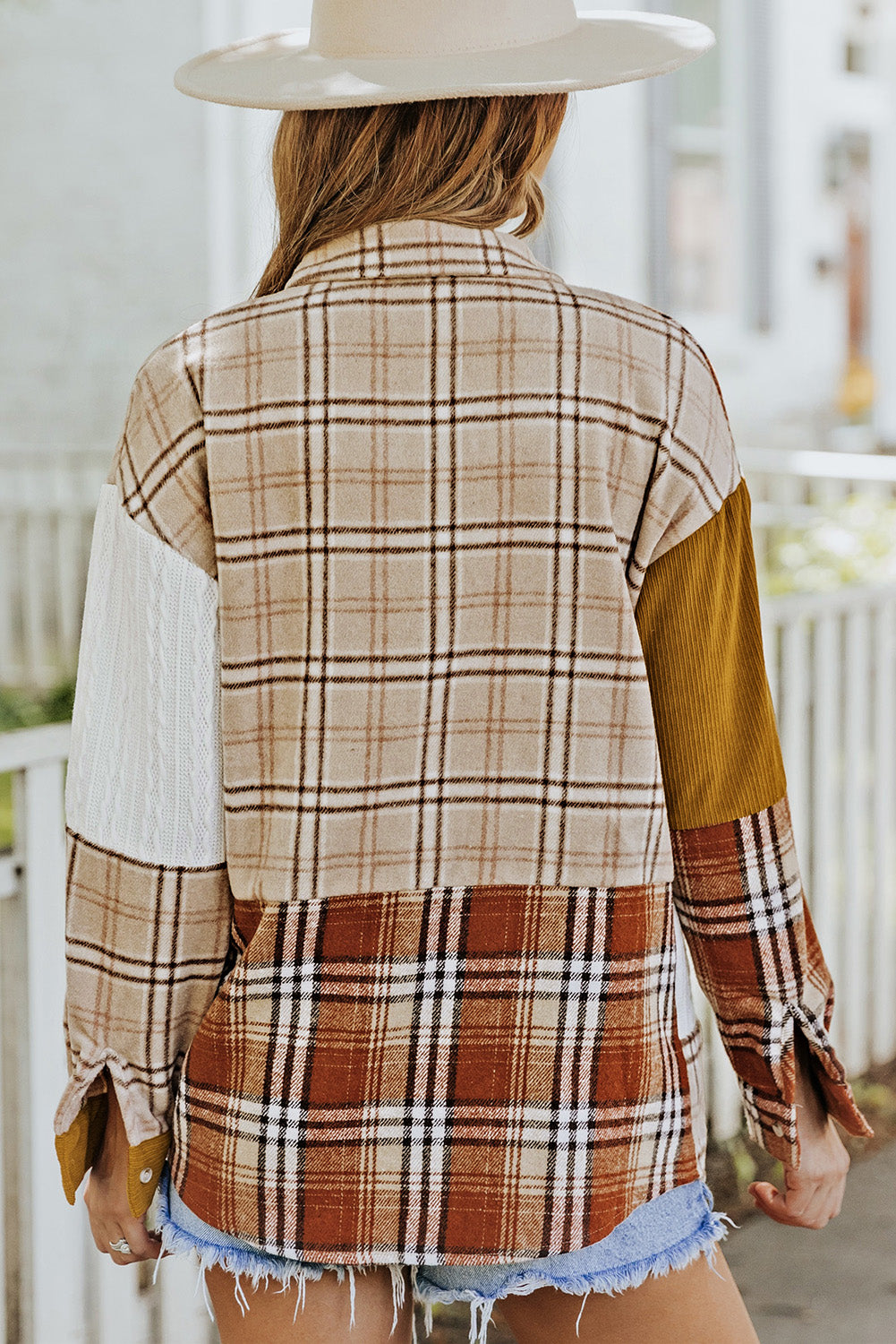 Double Take Plaid Color Block Dropped Shoulder Shacket-Angel Casuals