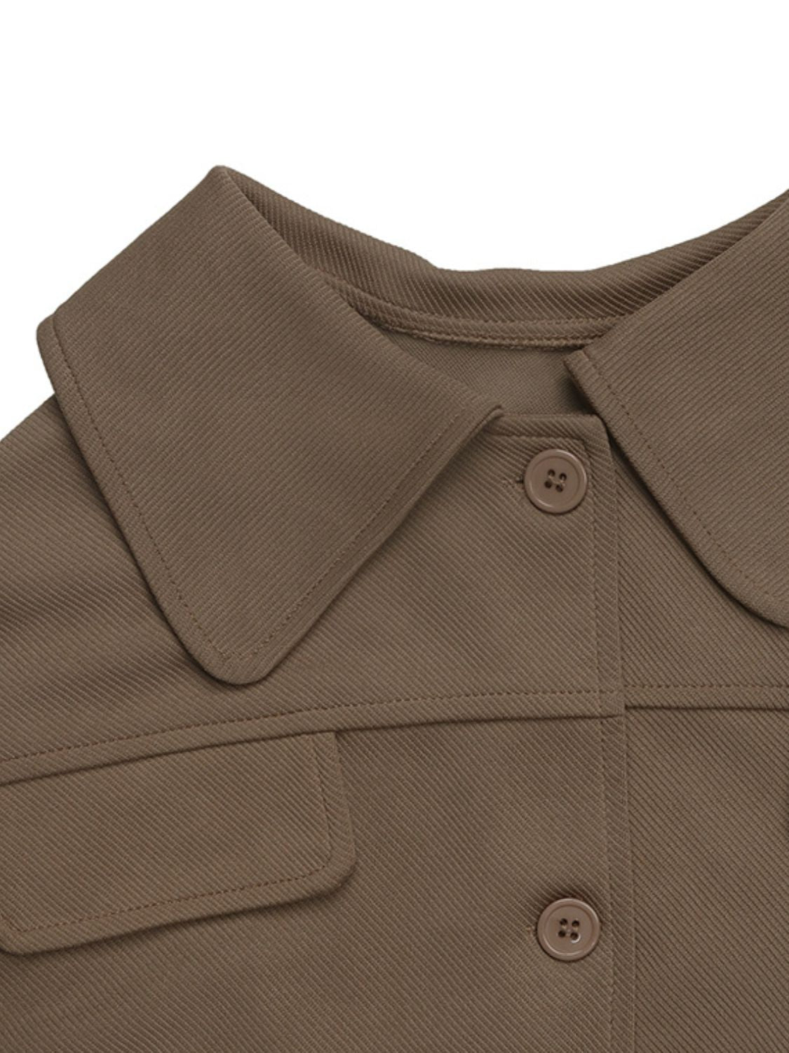 Perfee Collared Neck Button Down Jacket-Angel Casuals