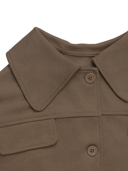 Perfee Collared Neck Button Down Jacket-Angel Casuals