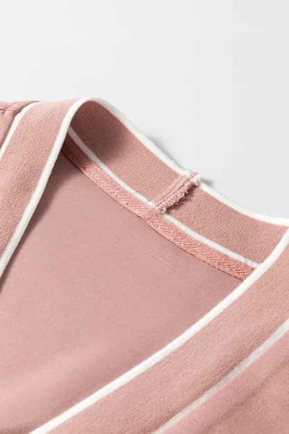 Contrast Trim V Neck Button Up Cardigan-Angel Casuals
