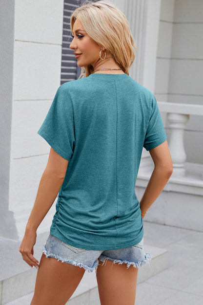Round Neck Flutter Sleeve T-Shirt-Angel Casuals