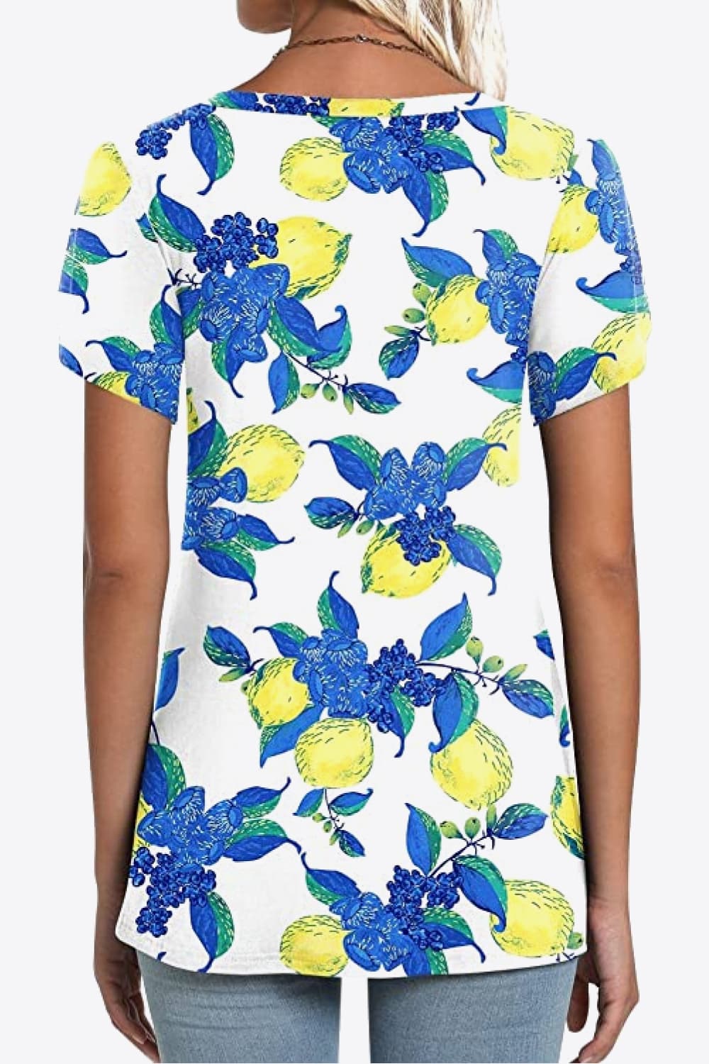 Printed Petal Sleeve V-Neck Blouse-Angel Casuals