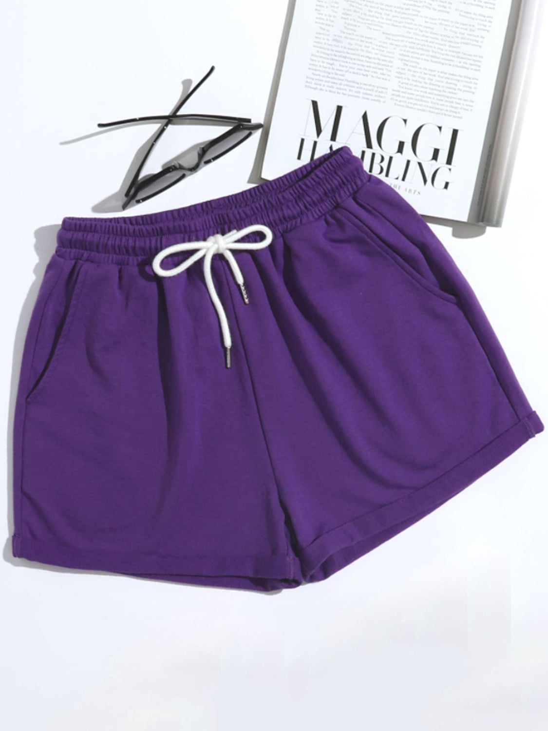 Drawstring Shorts with Pockets-Angel Casuals