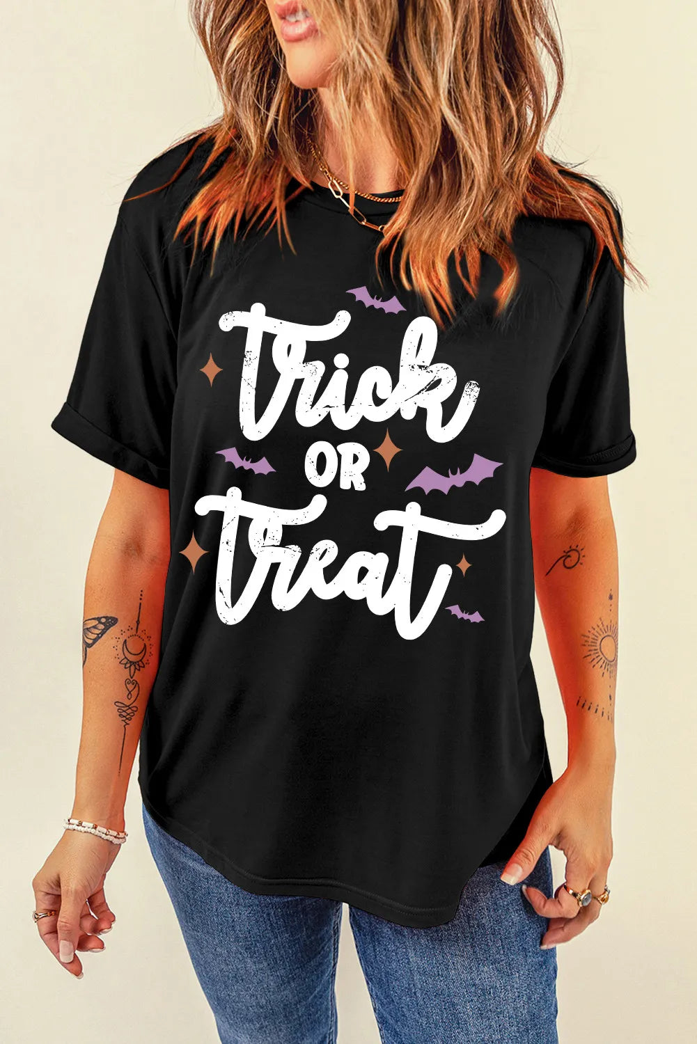 Letter Graphic Round Neck Short Sleeve T-Shirt-Angel Casuals