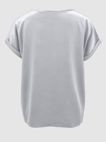 Round Neck Short Sleeve T-Shirt-Angel Casuals