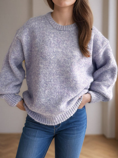 Round Neck Long Sleeve Sweater-Angel Casuals