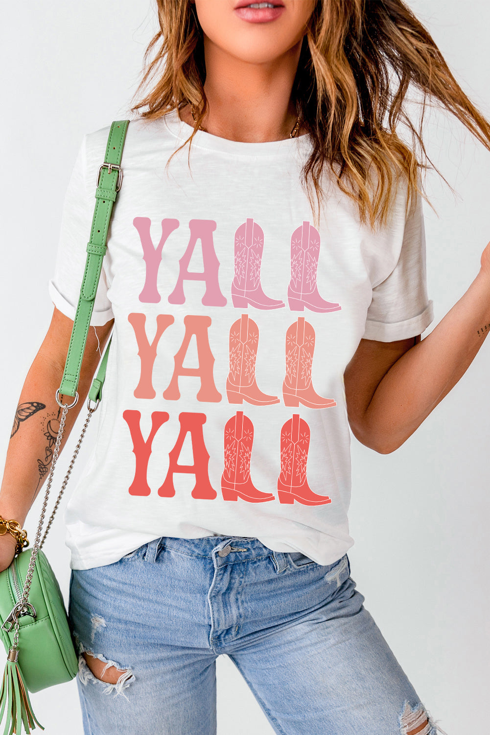 Letter Graphic Round Neck Short Sleeve T-Shirt-Angel Casuals