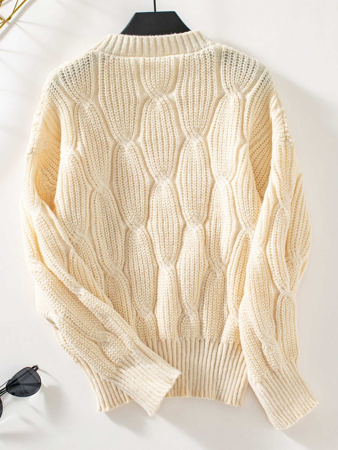 Round Neck Dropped Shoulder Sweater-Angel Casuals