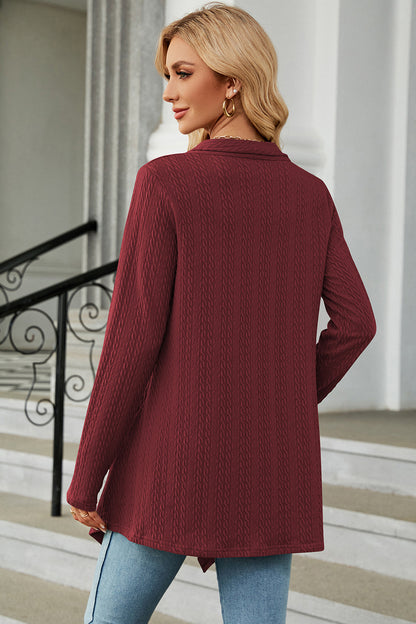 Open Front Long Sleeve Cardigan-Angel Casuals
