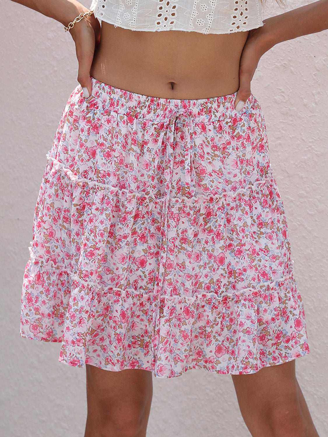 Printed Elastic Waist Mini Skirt-Angel Casuals