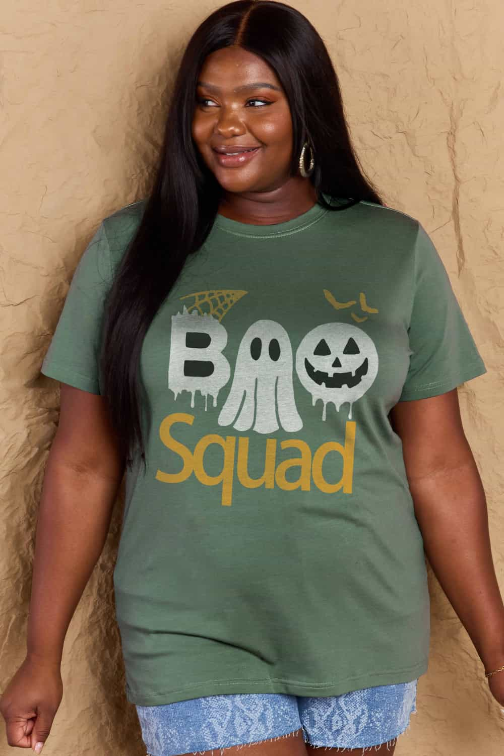 Simply Love Full Size BOO SQUAD Graphic Cotton T-Shirt-Angel Casuals