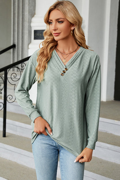 V-Neck Long Sleeve T-Shirt-Angel Casuals