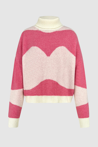 Color Block Turtleneck Dropped Shoulder Sweater-Angel Casuals