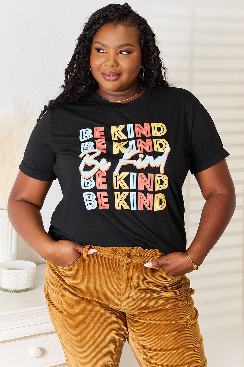 Simply Love BE KIND Graphic Round Neck T-Shirt-Angel Casuals