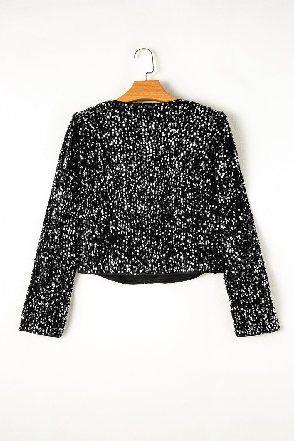 Sequin Open Front Long Sleeve Jacket-Angel Casuals