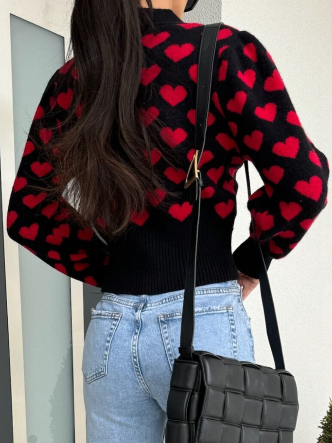 Valentine’s Day Heart V-Neck Cropped Cardigan-Angel Casuals