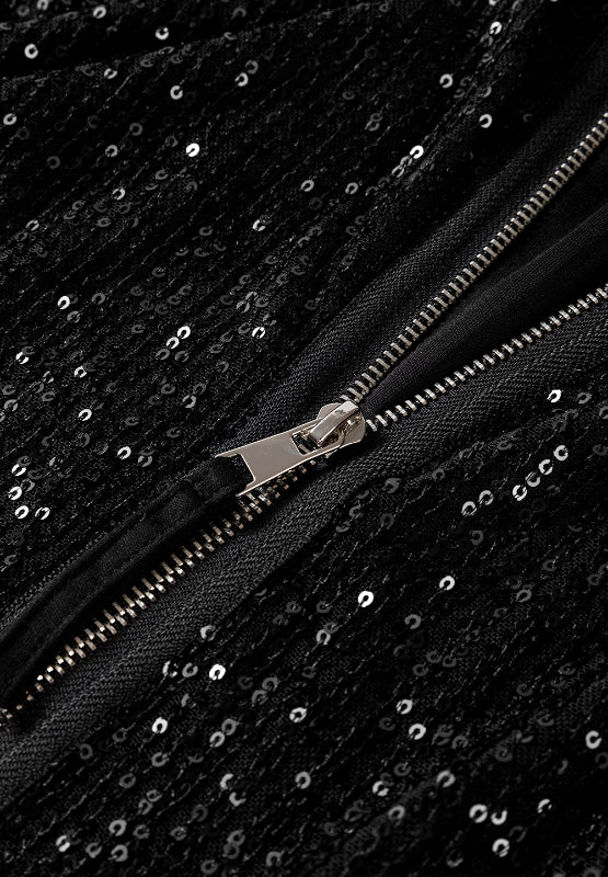 Sequin Zip Up Long Sleeve Jacket-Angel Casuals