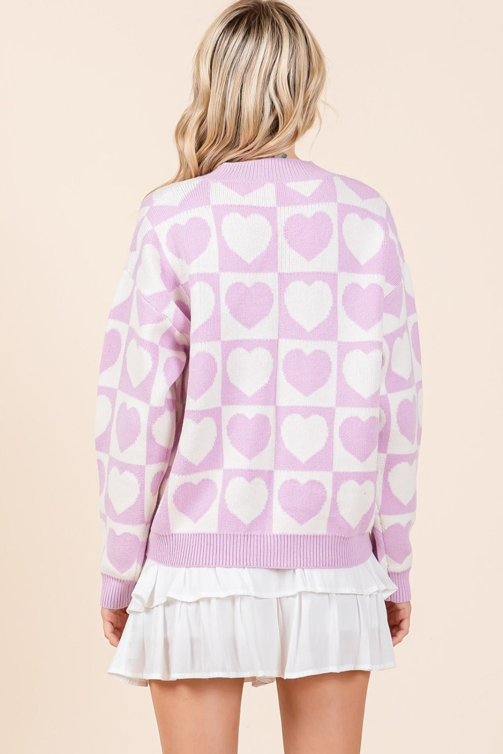 Mittoshop Checkered Heart Button Down Cardigan-Angel Casuals