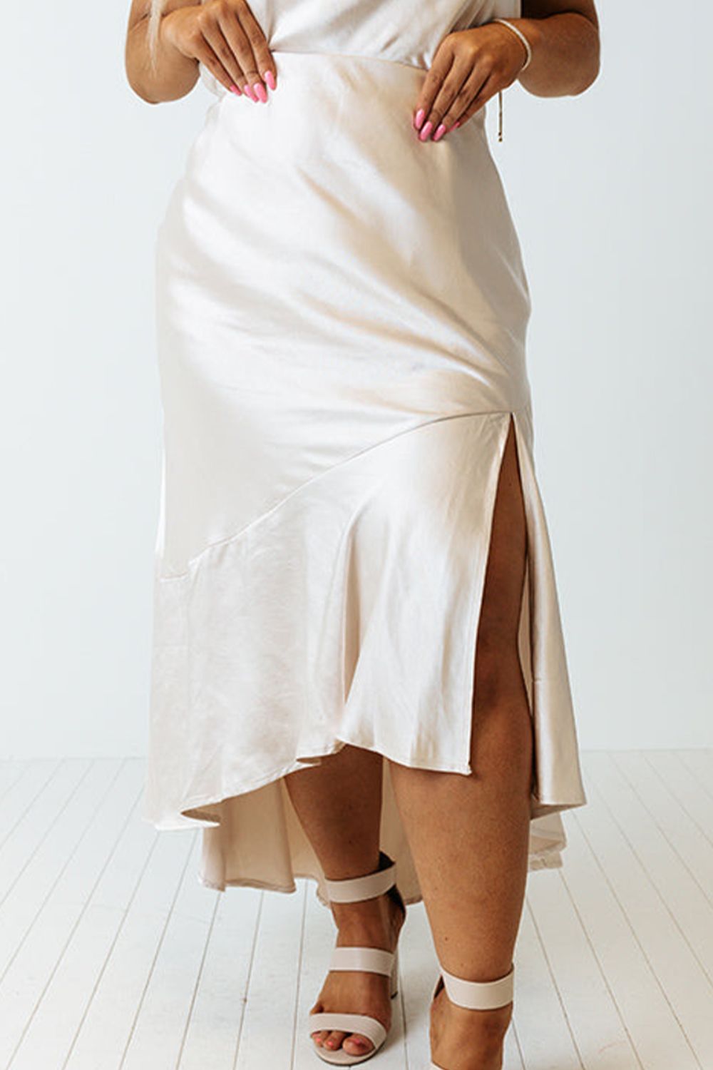 Plus Size Slit Ruffled Skirt-Angel Casuals