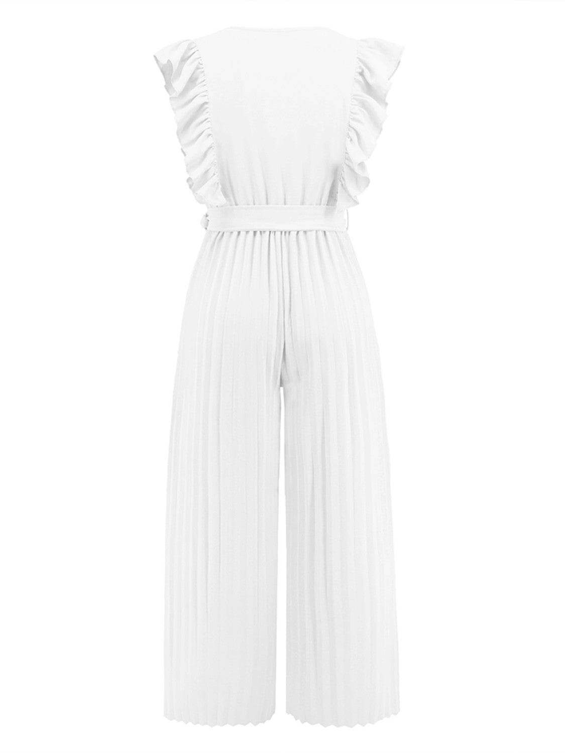 Ruffled Surplice Cap Sleeve Jumpsuit-Angel Casuals