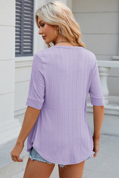 Eyelet Half Sleeve T-Shirt-Angel Casuals