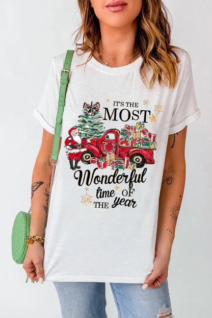 Graphic Round Neck Short Sleeve T-Shirt-Angel Casuals