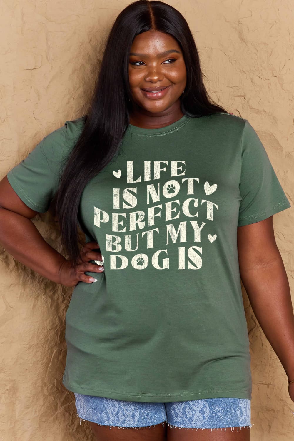 Simply Love Full Size Dog Slogan Graphic Cotton T-Shirt-Angel Casuals