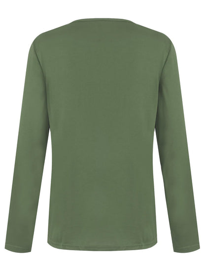 Half Button Long Sleeve T-Shirt-Angel Casuals