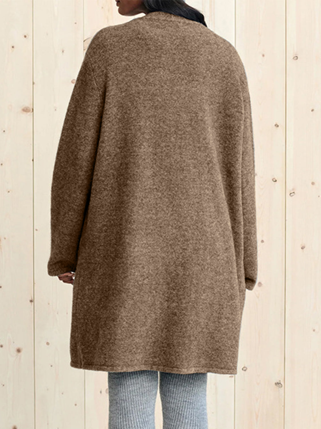 Open Front Long Sleeve Cardigan with Pockets-Angel Casuals