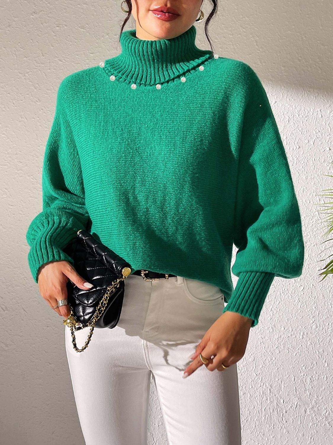 Turtleneck Long Sleeve Sweater-Angel Casuals