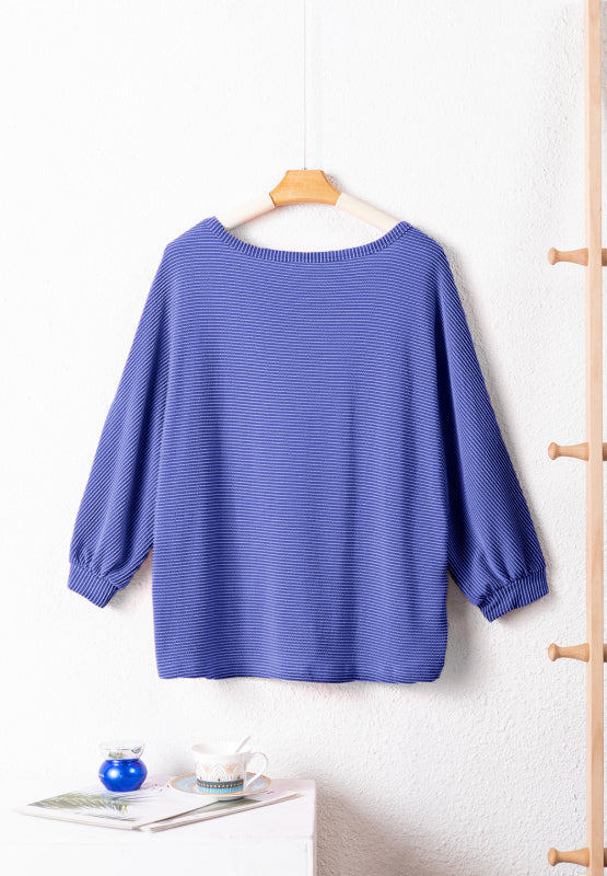 Texture V-Neck Long Sleeve Top-Angel Casuals