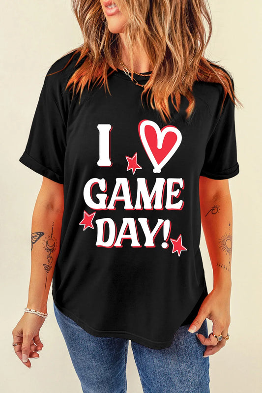 Letter Graphic Round Neck Short Sleeve T-Shirt-Angel Casuals